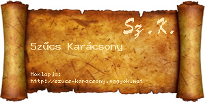 Szűcs Karácsony névjegykártya